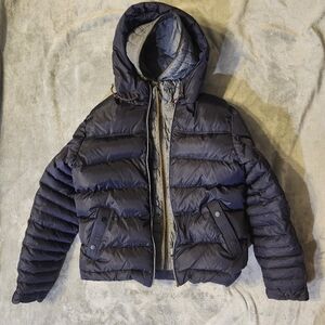 Scotch soda Womens Double Layer Double Zip Puffer Jacket Hood Pockets Heavy Med,